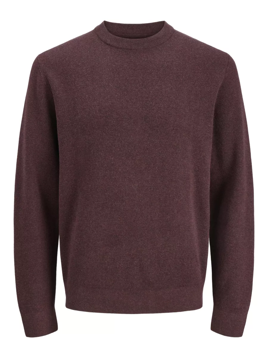 JACK & JONES-JPRBLAMILANO STITCH KNIT CREW NECK-12259666-Winetasting-BORDEAUX