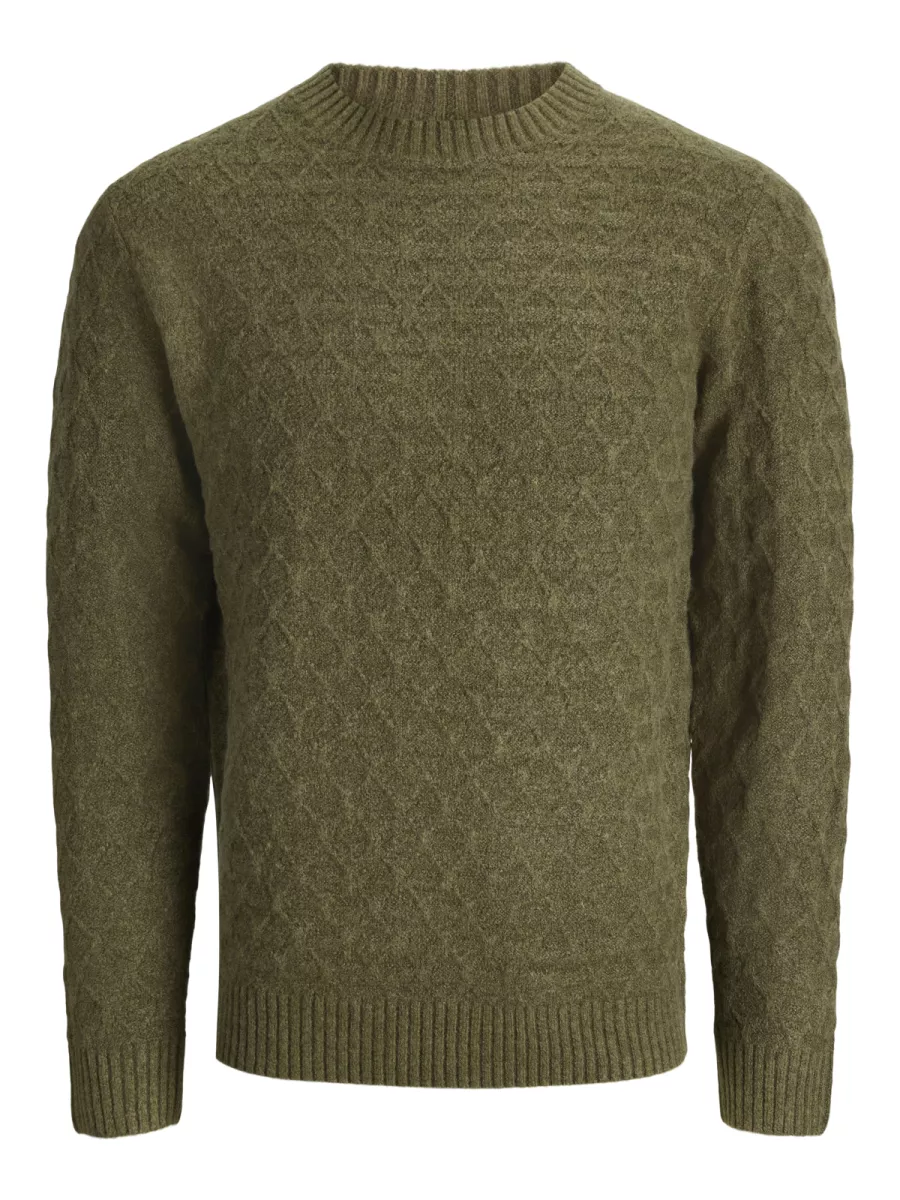JACK & JONES-JPRBLASIMON STRUCTURE KNIT CREW NEC-12286768-Beech-GROEN