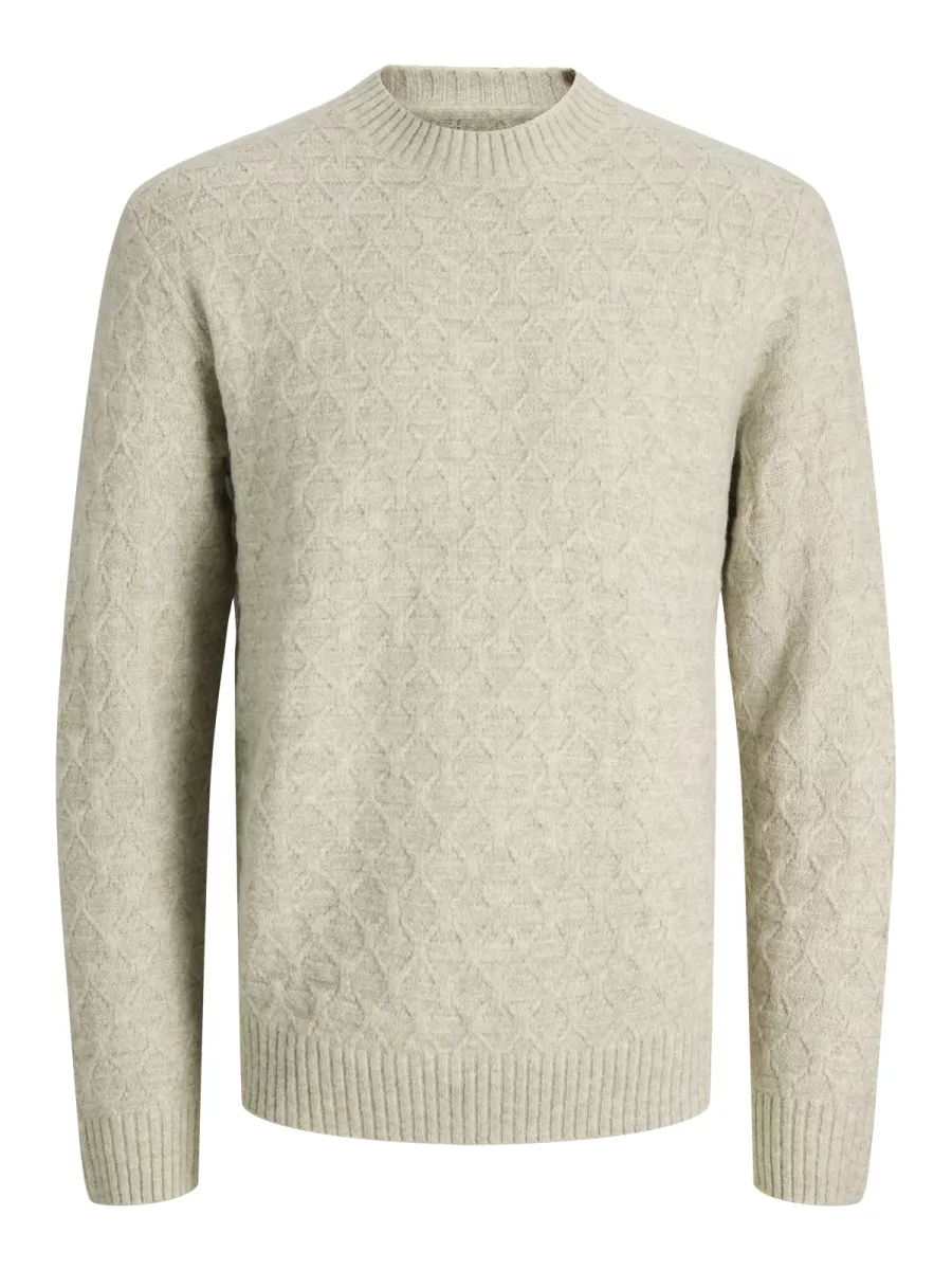 JACK & JONES-JPRBLASIMON STRUCTURE KNIT CREW NEC-12286768-Silver lining-ZILVER GRIJS