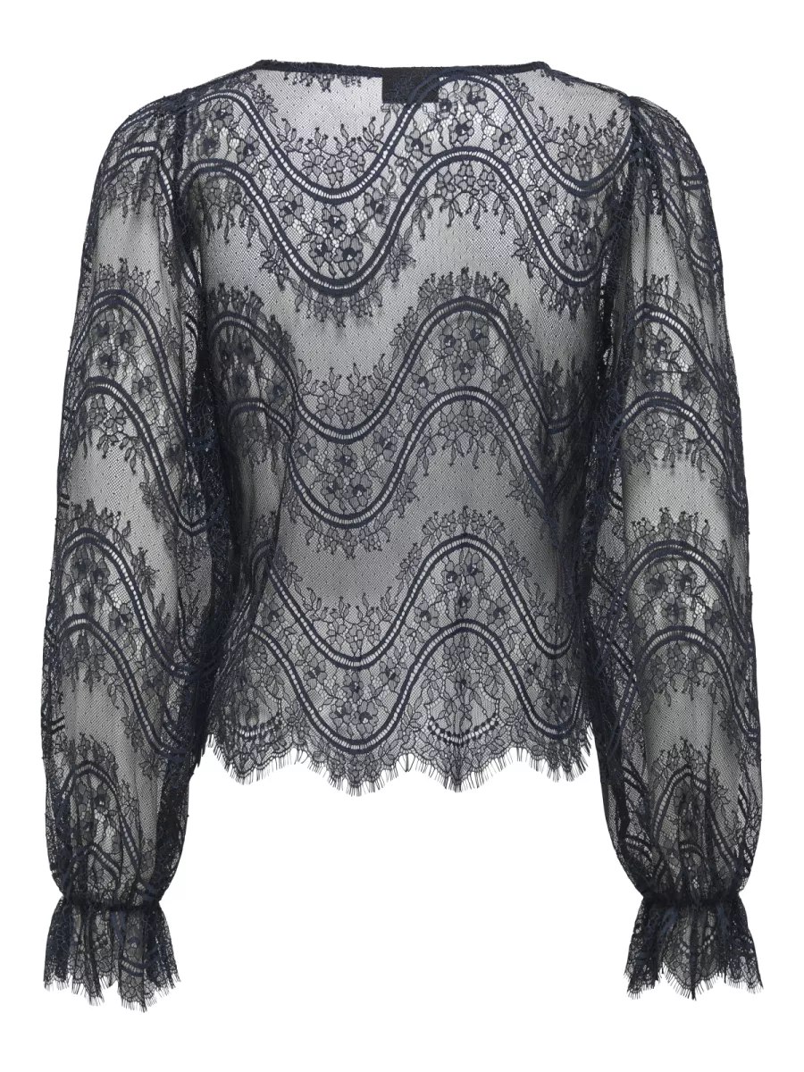 JDY-JDYALICE L/S LACE TOP JRS-15360101-Total Eclipse-NAVY