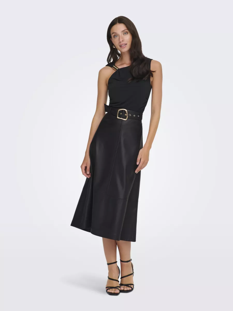 JDY-JDYANTOINE HW FAUX LEATHER SKIRT PN-15361007-Black-BLACK