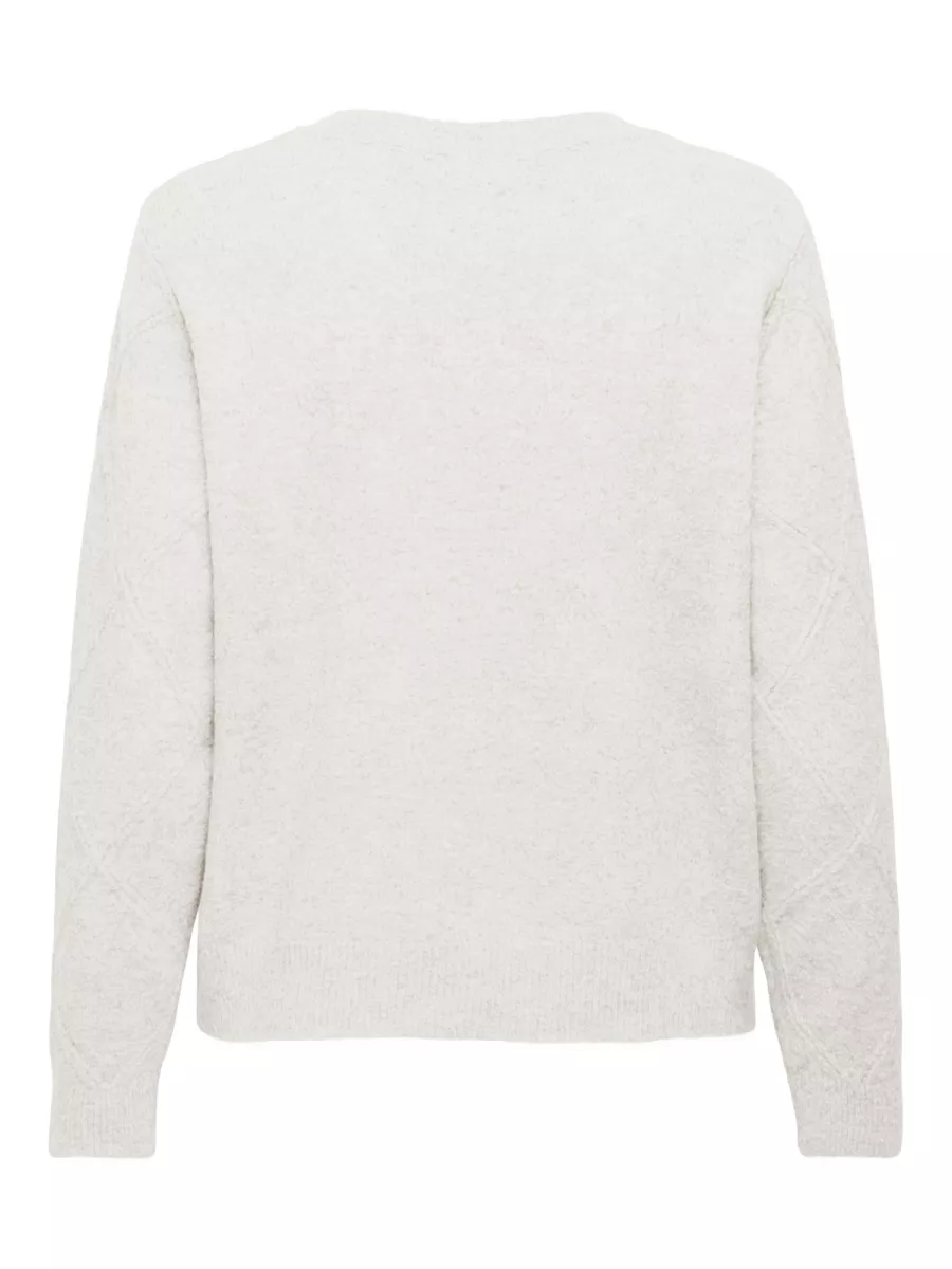 JDY-JDYBELLA LIFE L/S STRUCT PEARL PUL-15362398-Cloud Dancer-CREME