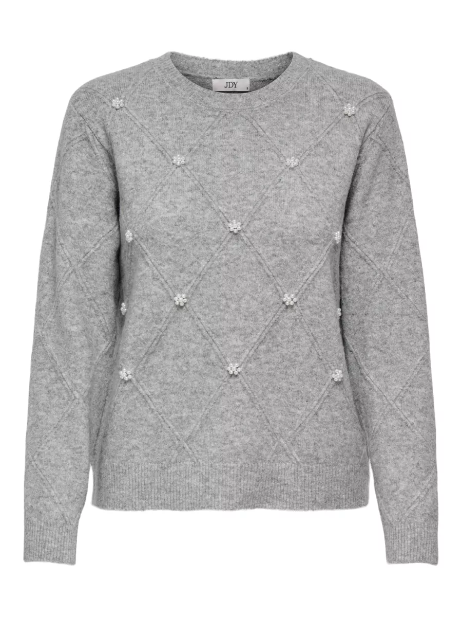 JDY-JDYBELLA LIFE L/S STRUCT PEARL PUL-15362398-Light grey melange-LICHT-/PAREL GRIJS
