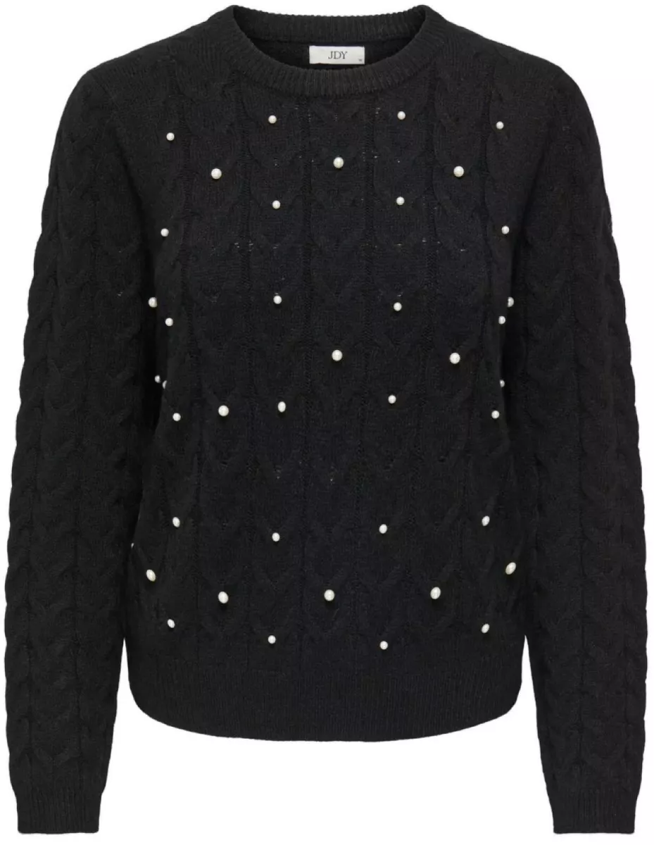 JDY-JDYCARMEN L/S O-NECK PEARL PULLOVER-15347819-Black-BLACK