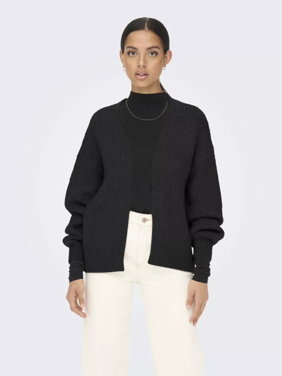 JDY-JDYDINEA L/S SOLID CARDIGAN KNT-15268468-Black-BLACK
