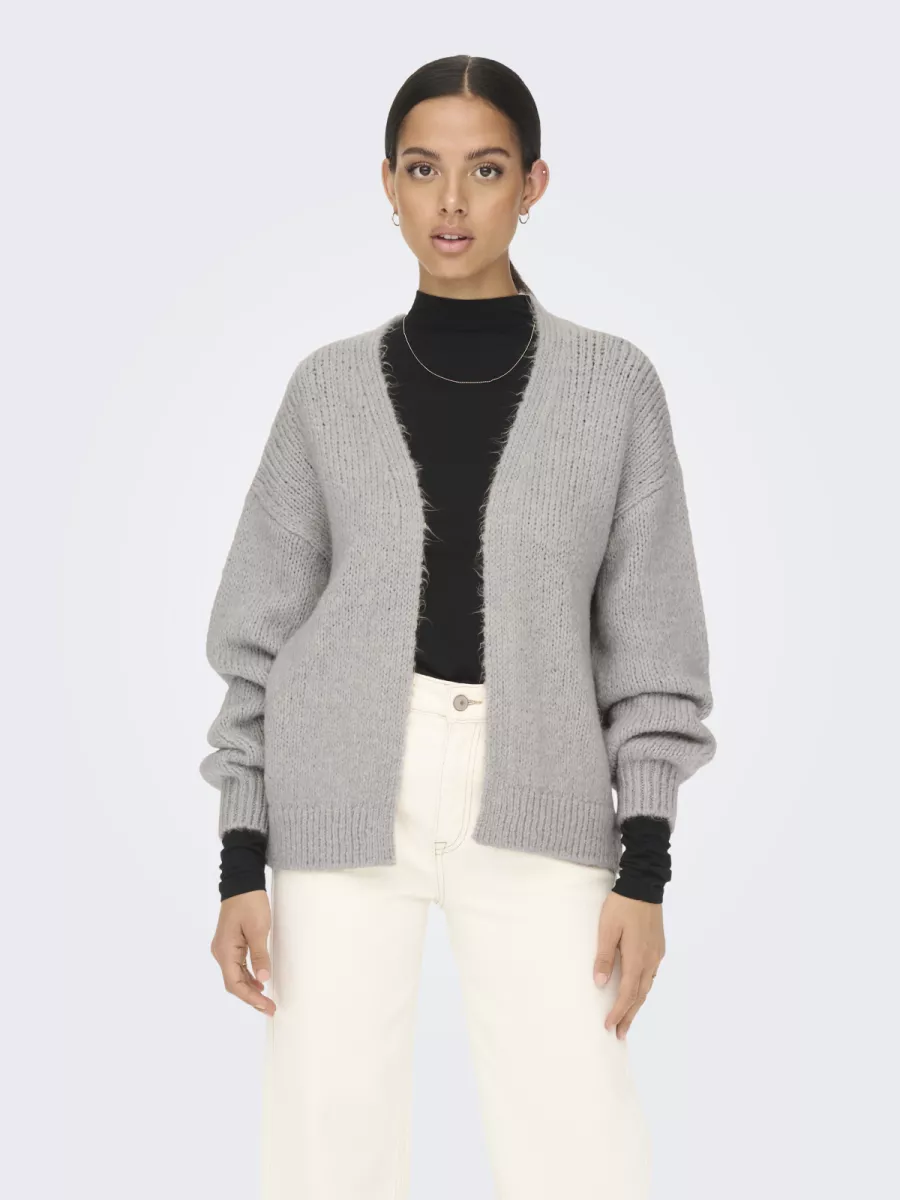 JDY-JDYDINEA L/S SOLID CARDIGAN KNT-15268468-Chateau Gray-KIT