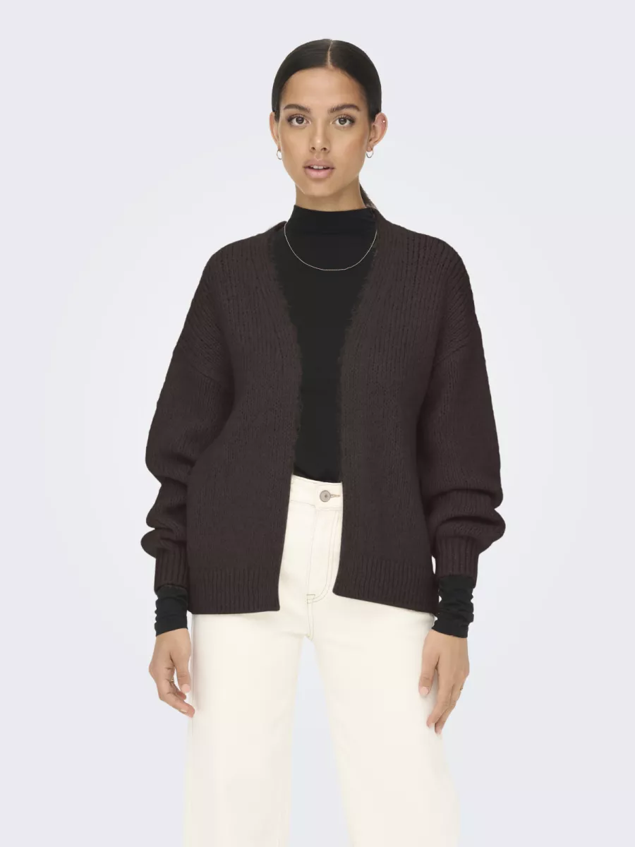 JDY-JDYDINEA L/S SOLID CARDIGAN KNT-15268468-Chocolate Torte-CHOCOLADE