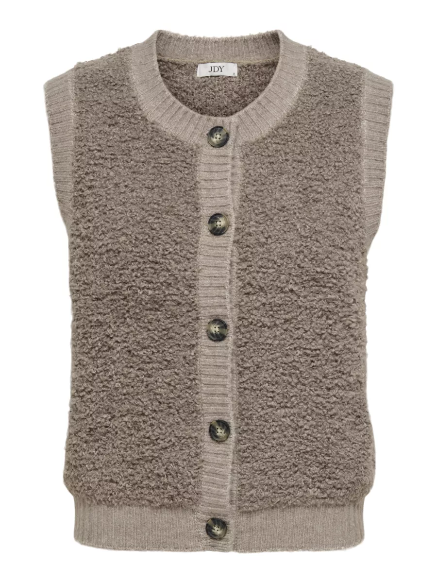 JDY-JDYEIRA LIFE S/L O-NECK BUTTON VEST-15359800-Mountain Trail-BRUIN