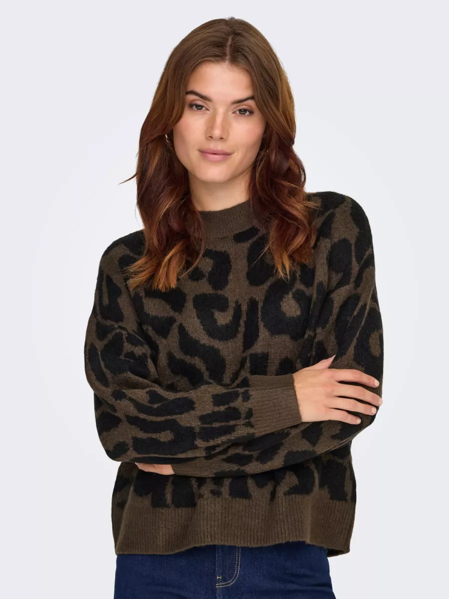 JDY-JDYELANOR LEO L/S ON PULLOVER KNT-15357557-Slate Black-BLACK