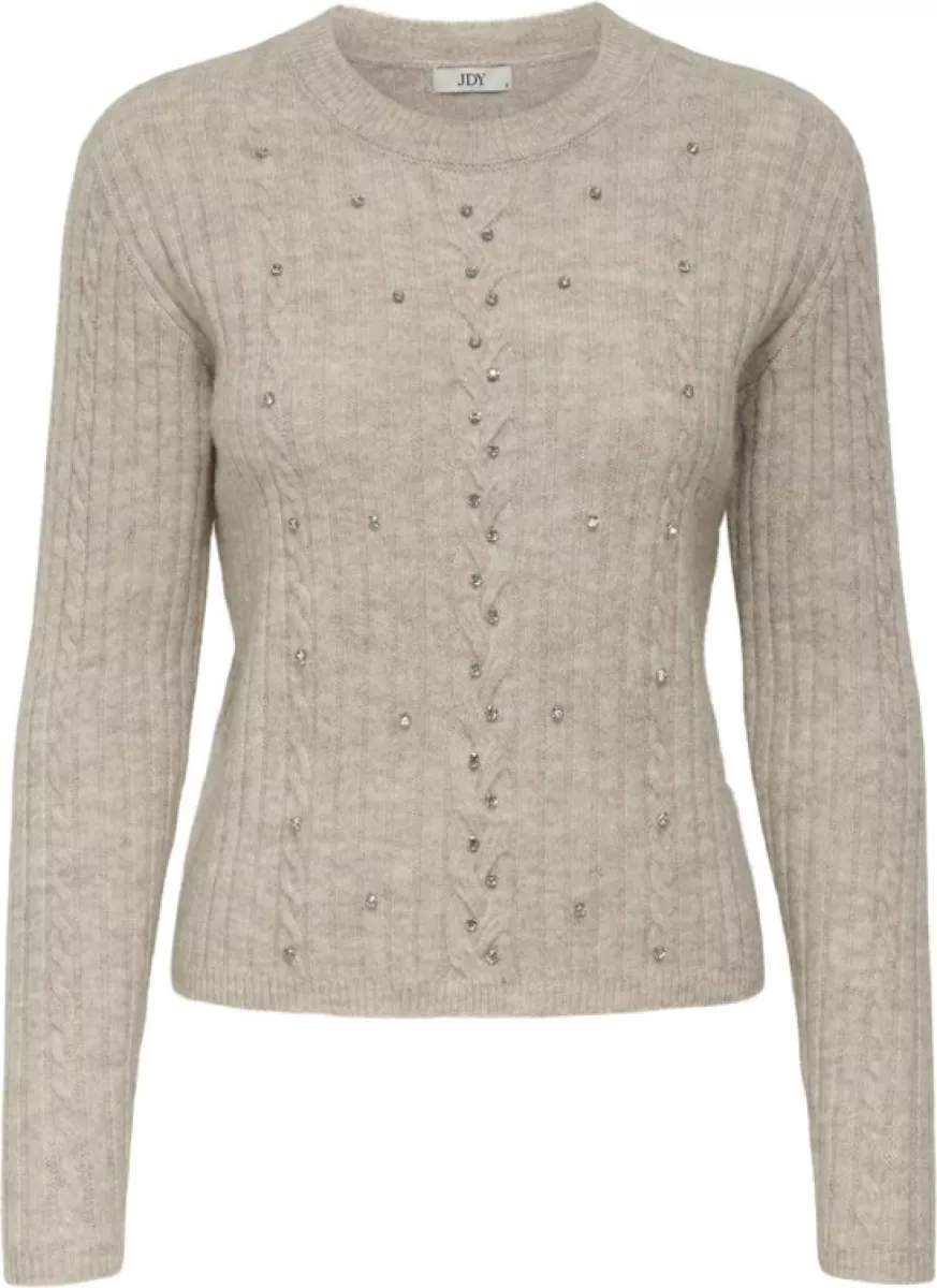 JDY-JDYELLA LIFE L/S O-NECK BLING PULL-15355465-Turtledove-ZAND