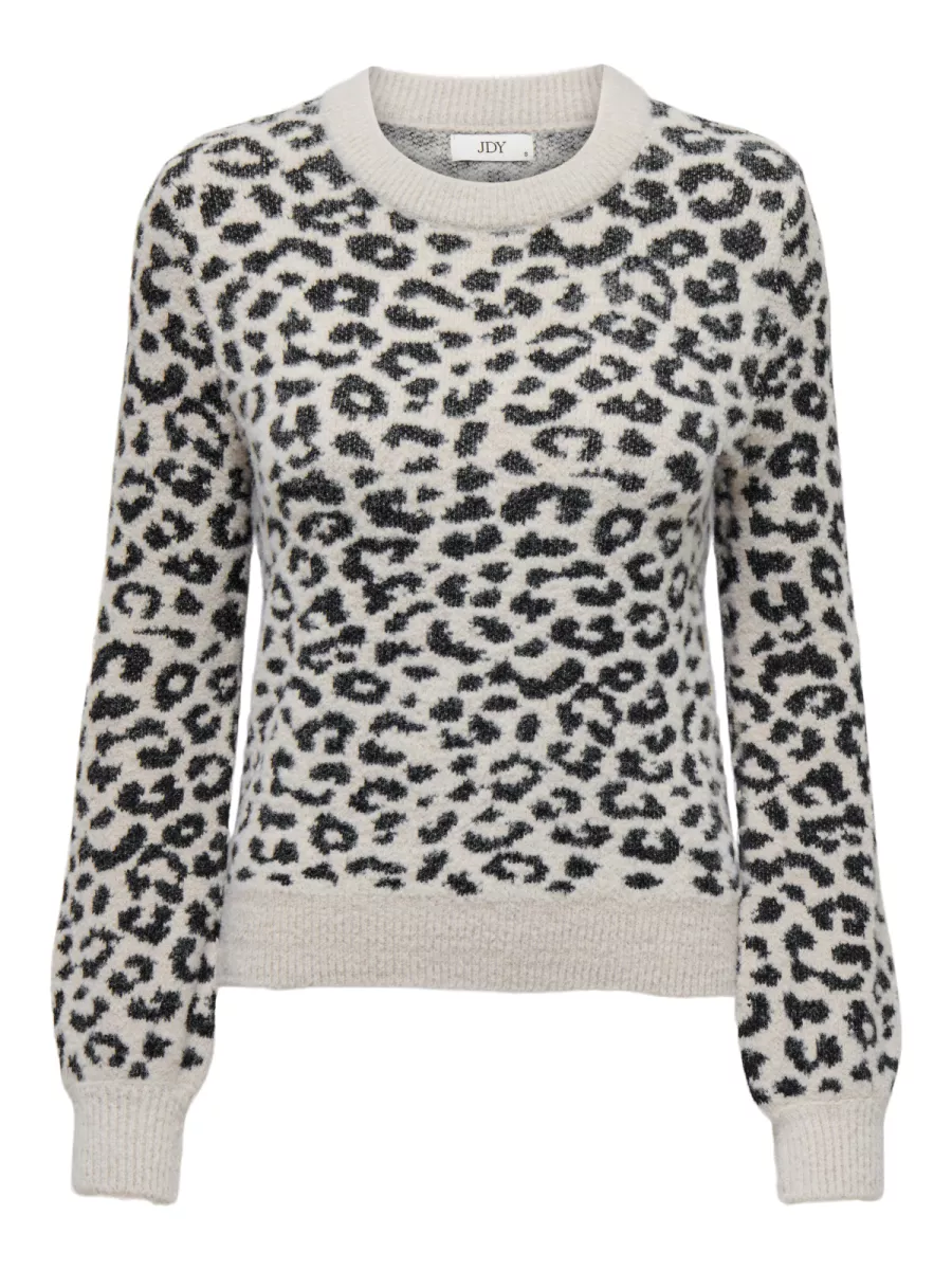 JDY-JDYLORRAINE ANIMAL L/S PULLOVER KNT-15292890-Cement Black/Leopard-BRUIN COMBINATIES