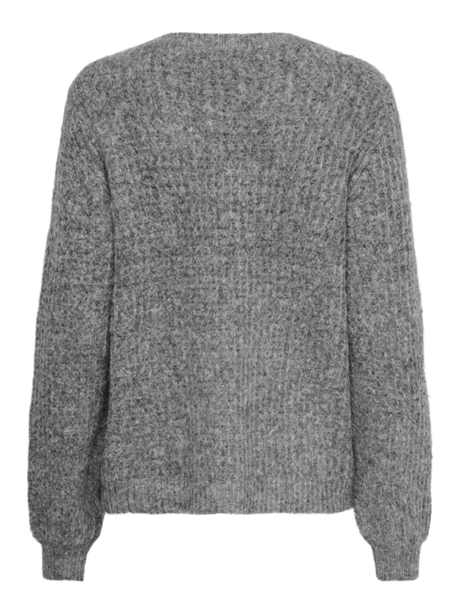 JDY-JDYMARI L/S V-NECK CARDIGAN KNT-15355482-Dark Grey Melange-DONKER GRIJS/GRAFIET