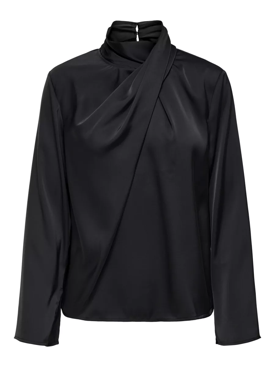 JDY-JDYROCKY L/S HIGH NECK TOP WVN-15311619-Black-BLACK