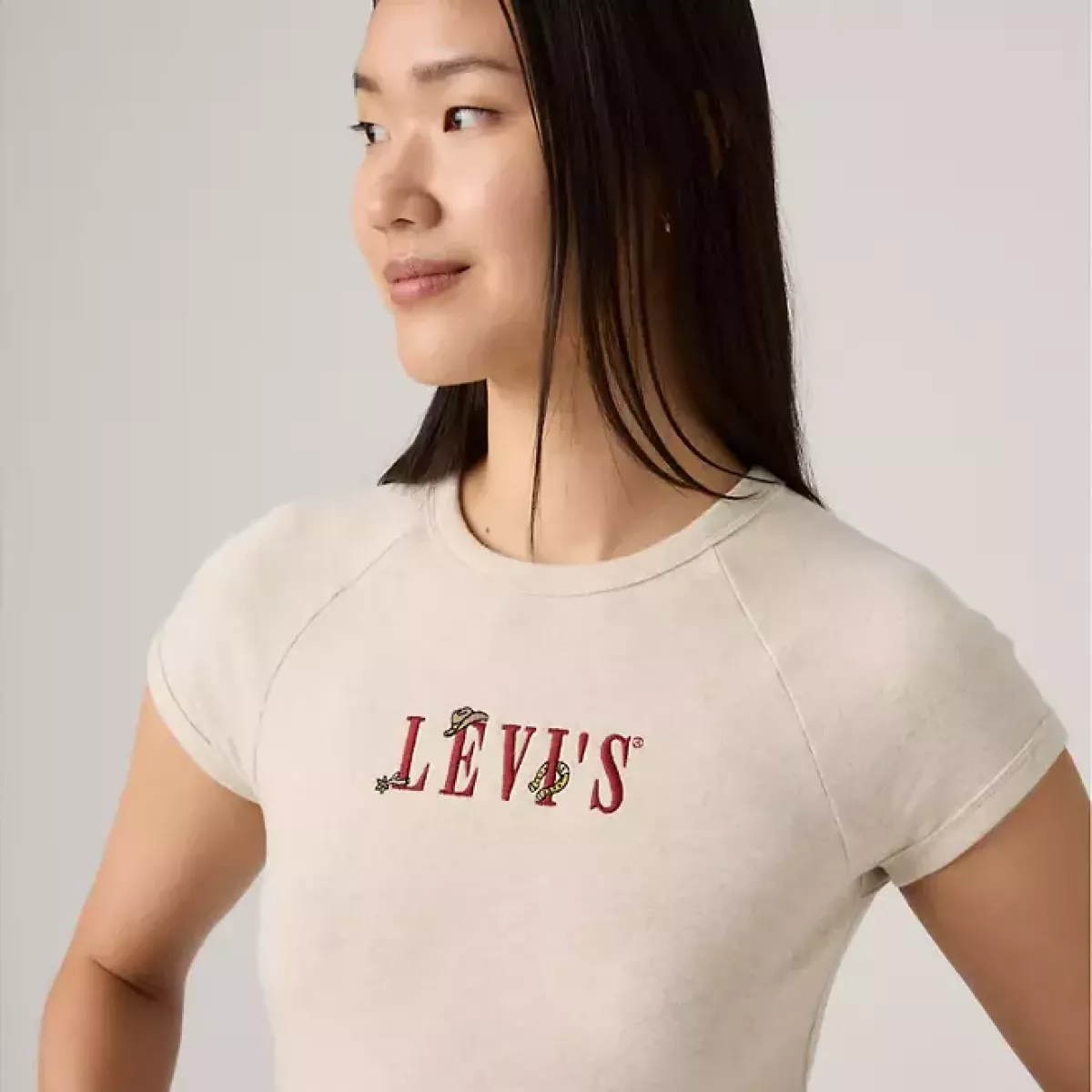 LEVI STRAUSS-GR Riley raglan tee serif western motif-003R2-0003-CREME