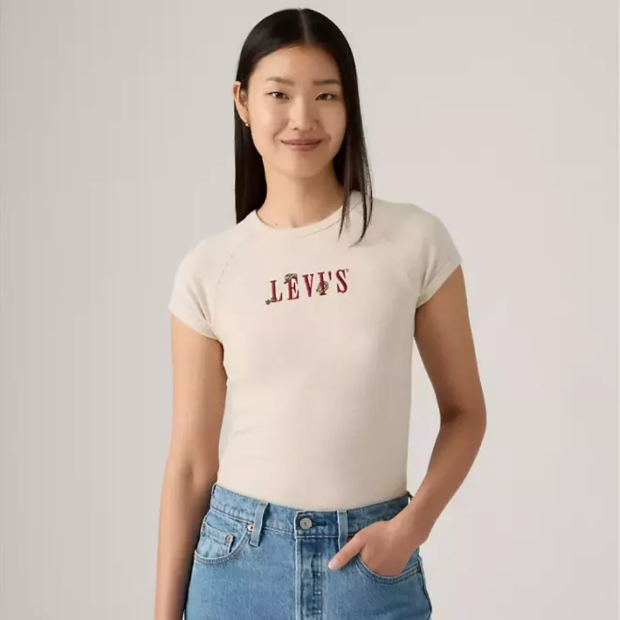 LEVI STRAUSS-GR Riley raglan tee serif western motif-003R2-0003-CREME