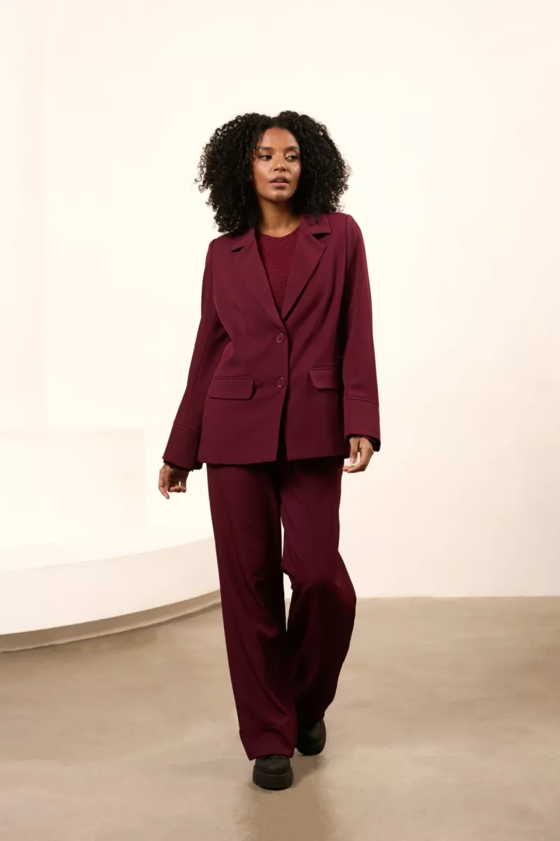 LOFTY MANNER-Blazer-QK47 - Blazer Oona-256 Burgundy Red-DONKER ROOD