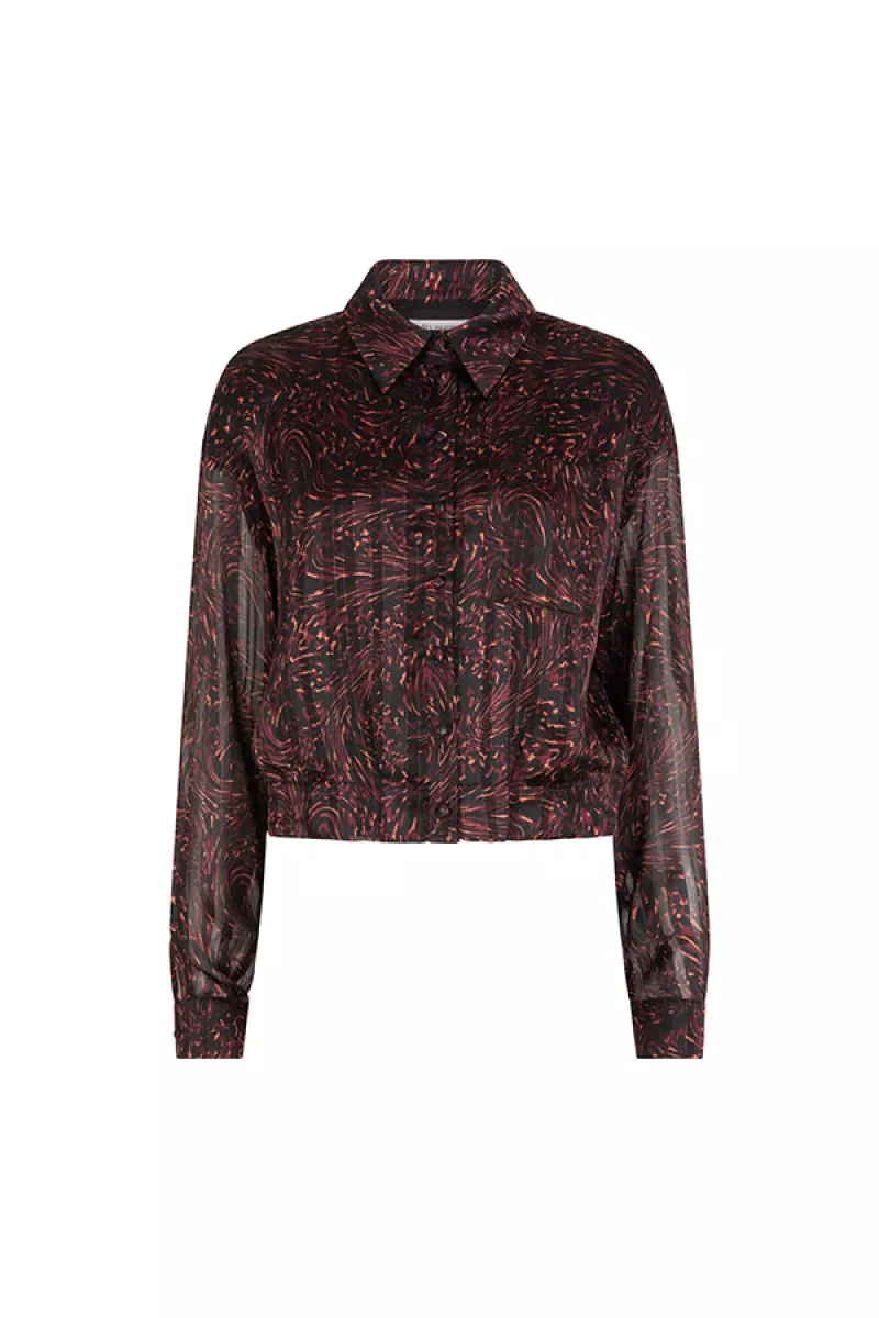LOFTY MANNER-Blouse LM-QK01 - Blouse Astrid-826 Swirl Print-ZWART COMBINATIES