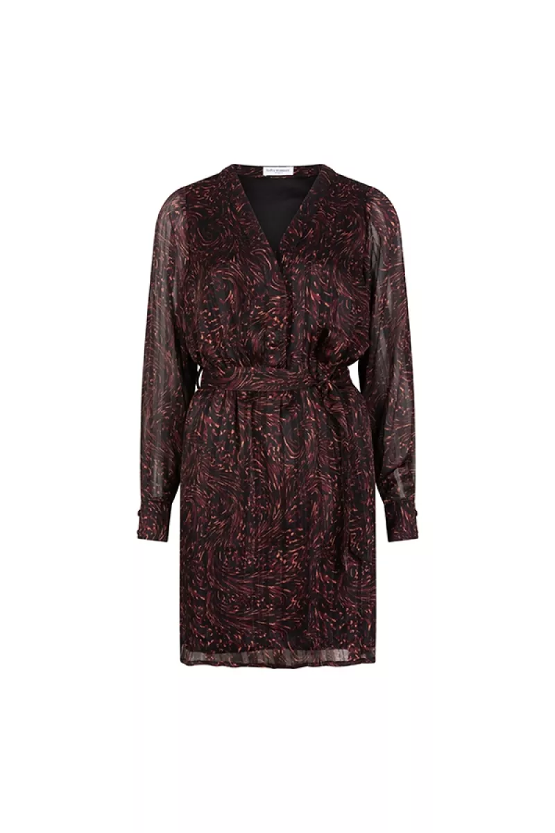 LOFTY MANNER-Dress-QK21 - Dress Freja-826 Swirl Print-ZWART COMBINATIES