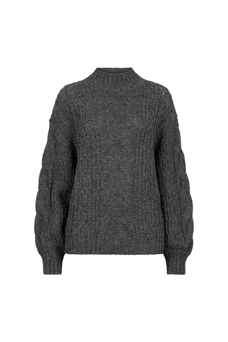 LOFTY MANNER-Pullover-QK06.1-KW - Sweater Dagmar-550 Grey-DONKER GRIJS/GRAFIET