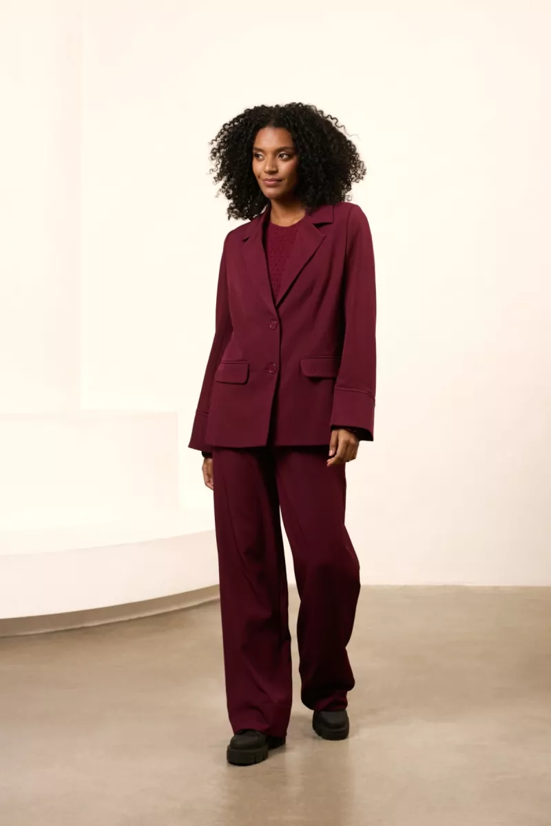LOFTY MANNER--QK33 - Trouser Hilda-256 Burgundy Red-DONKER ROOD
