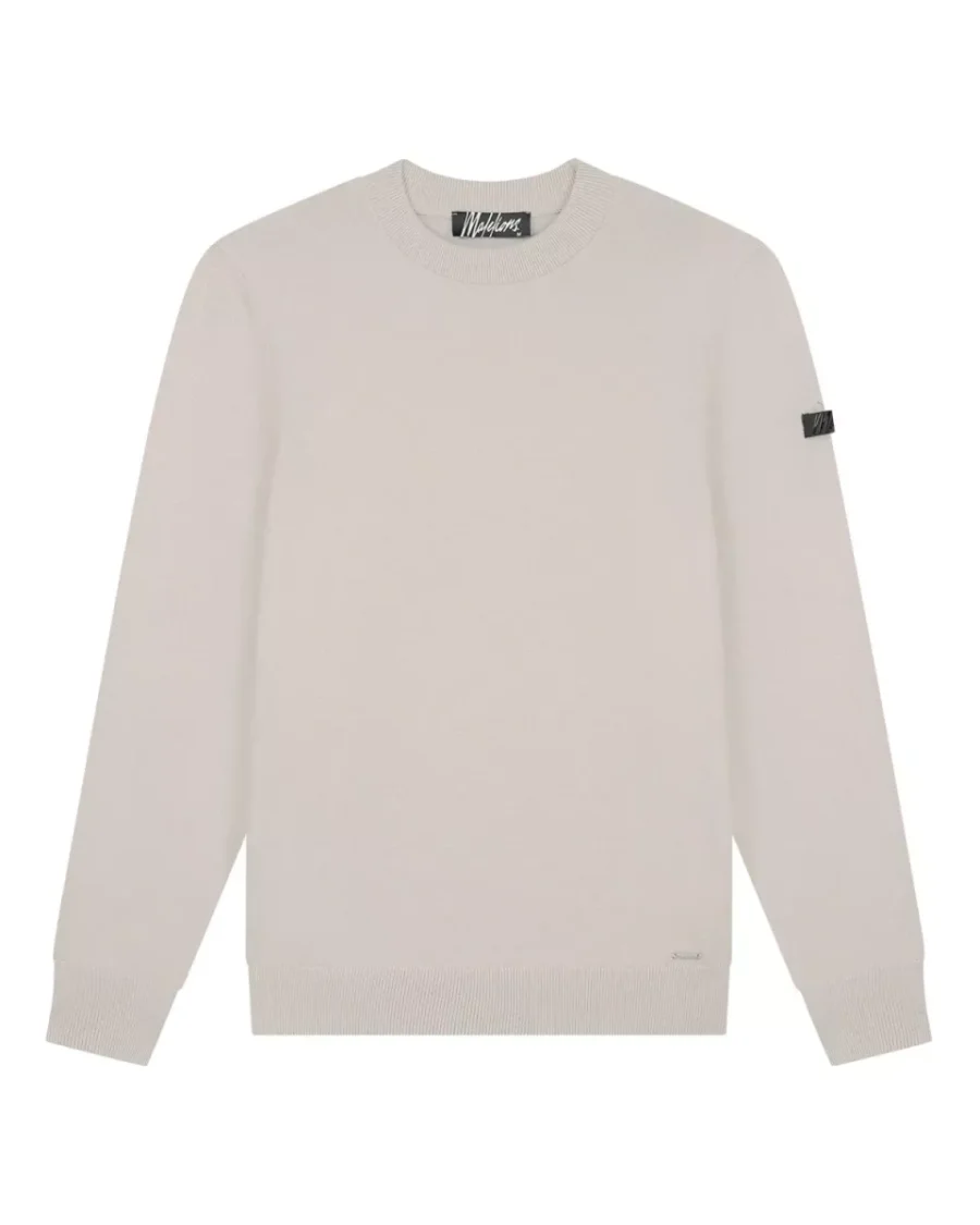 MALELIONS-Malelions men knitted crewneck-MM3-AW25-05-099 Sand-ZAND