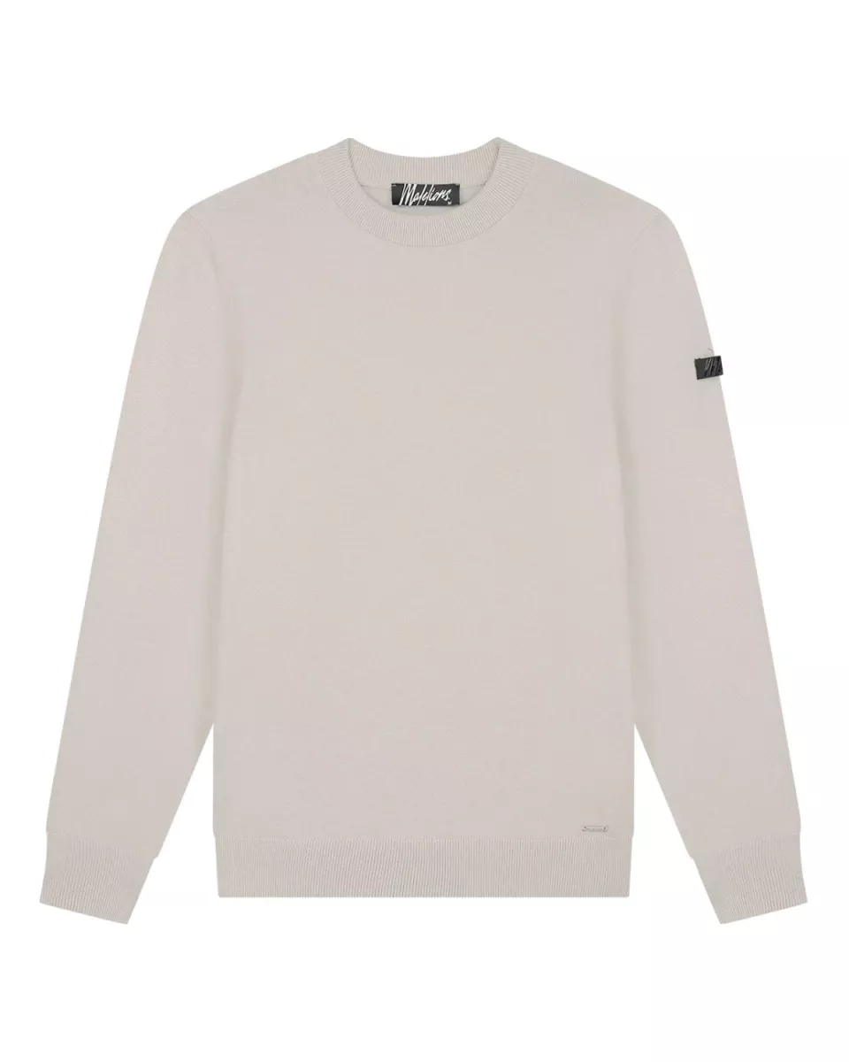 MALELIONS-Malelions men knitted crewneck-MM3-AW25-05-099 Sand-ZAND