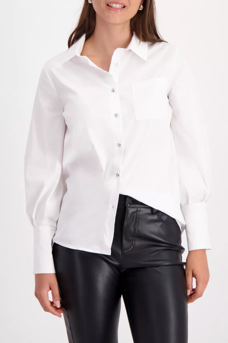 Monari-Blouse with decorative buttons-809691-100 Weiss-WIT