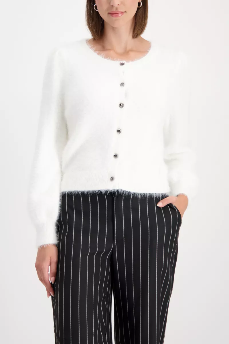 Monari-Fluffy cardigan-809569-102 Off white-OFF WHITE