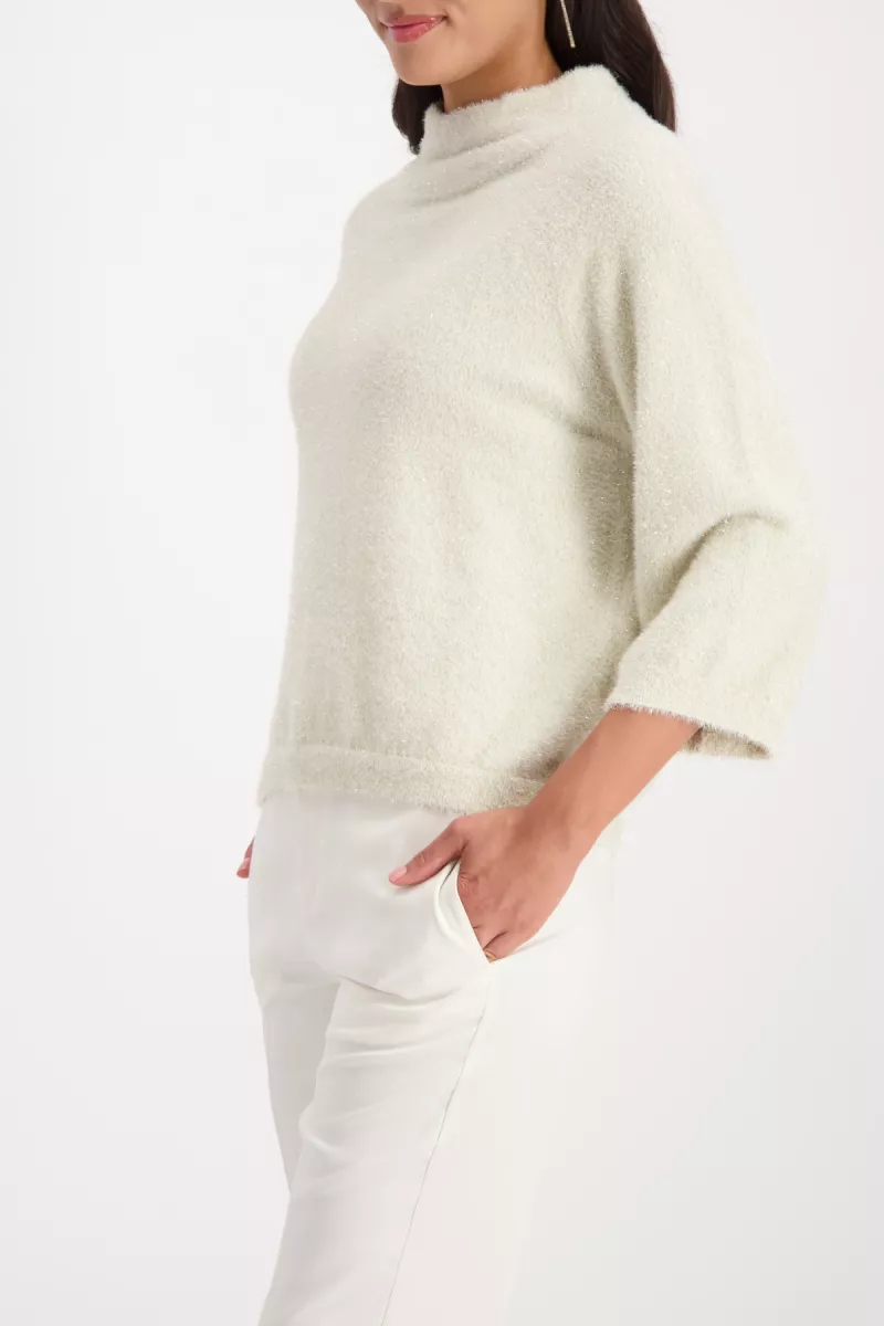 Monari-Fluffy sweater with lurex-809495-134 Almond-BEIGE
