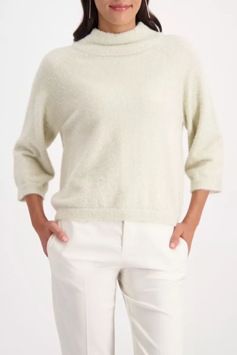 Monari-Fluffy sweater with lurex-809495-134 Almond-BEIGE