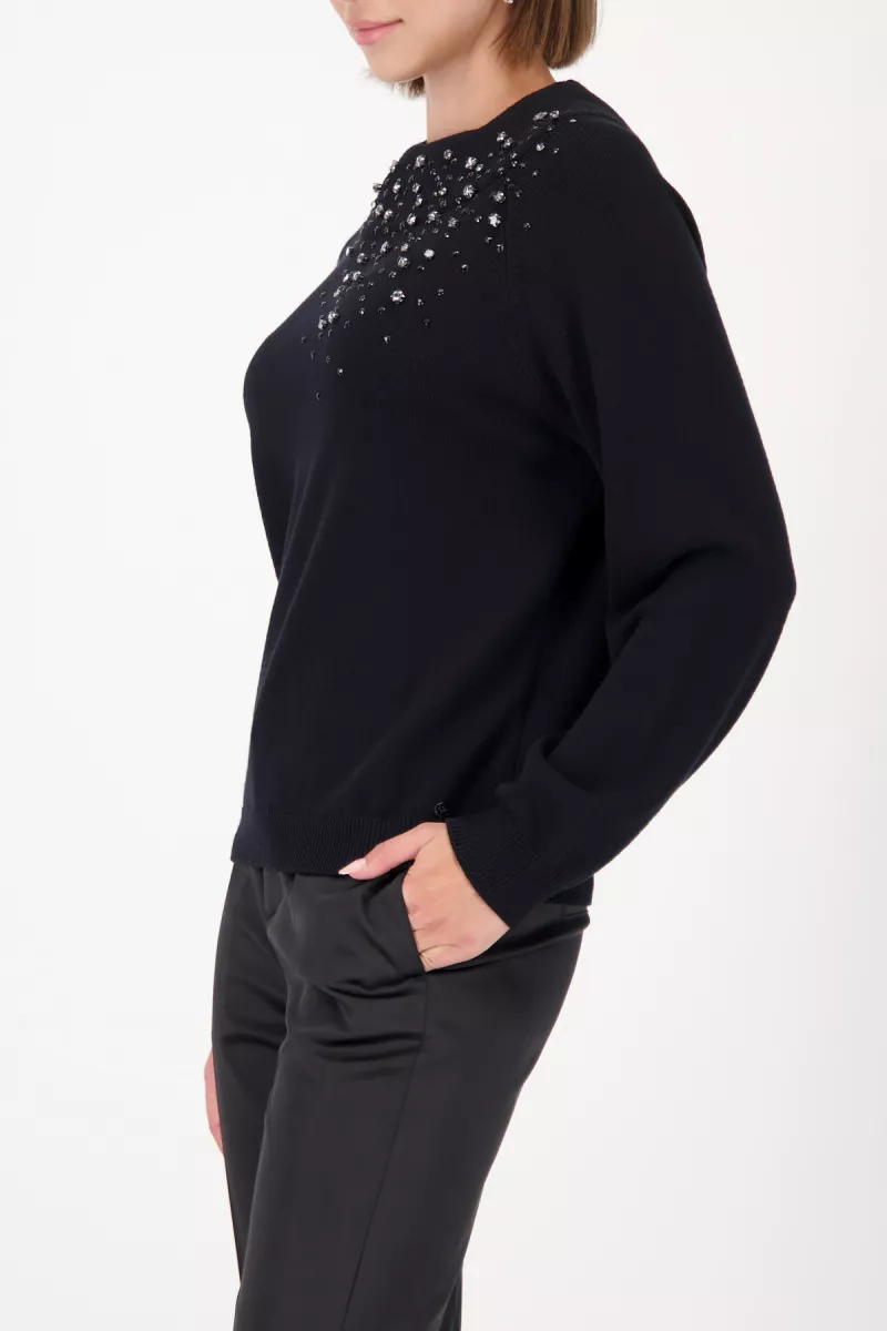 Monari-Jumper with embellishments-809530-999 Black-ZWART