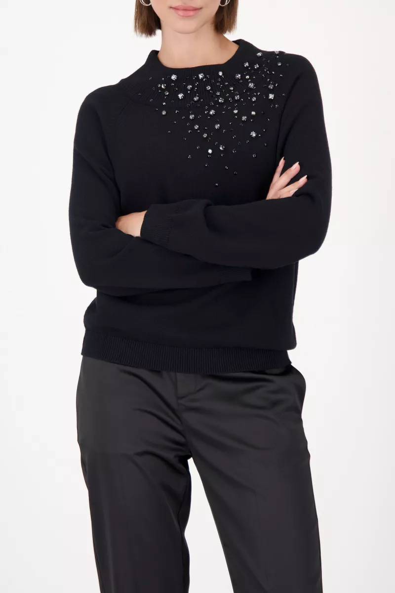 Monari-Jumper with embellishments-809530-999 Black-ZWART