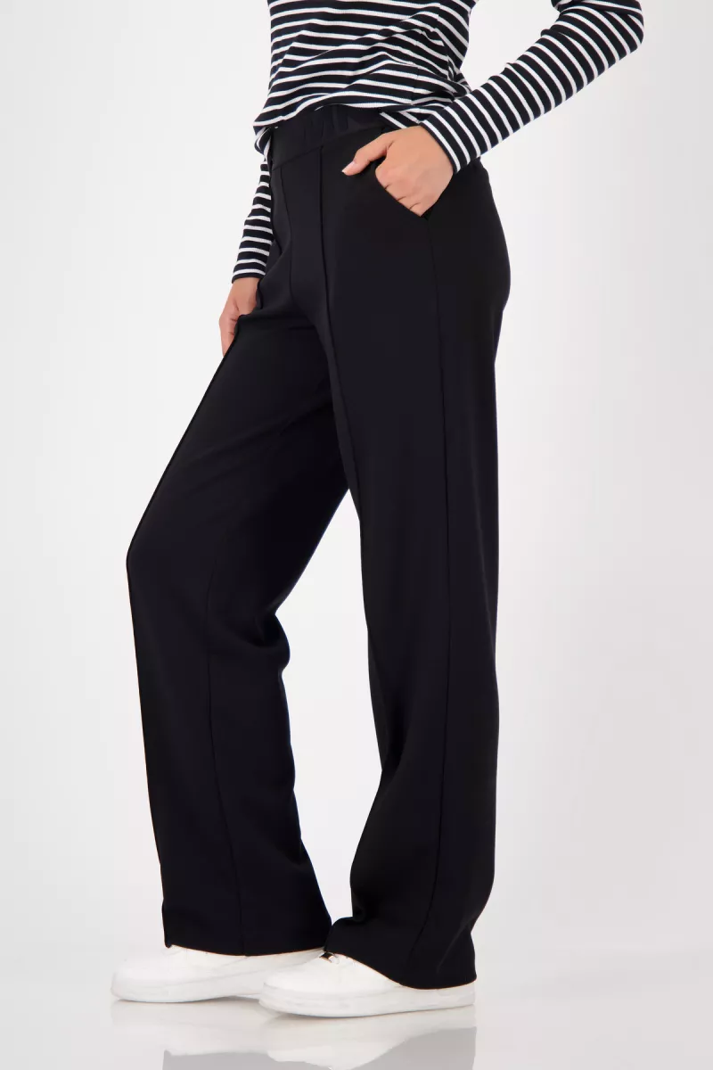 Monari-Pants with lettering band-809282-999 Black-ZWART