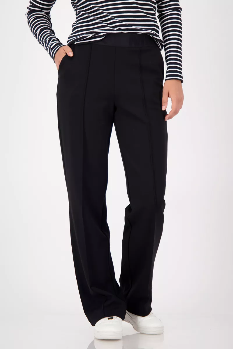 Monari-Pants with lettering band-809282-999 Black-ZWART