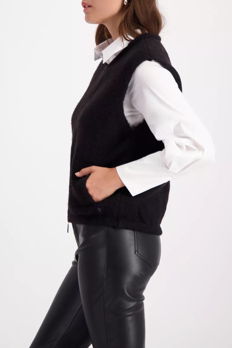 Monari-Soft knitted vest-808953-999 Black-ZWART