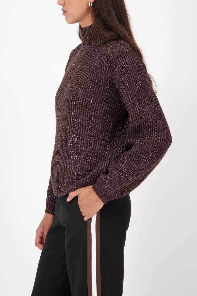 Monari-Sweater with rhinestones-809509-520 Brownie-BRUIN