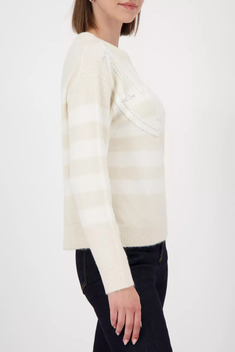 Monari-Sweater with striped pattern-809656-134 Almond-BEIGE