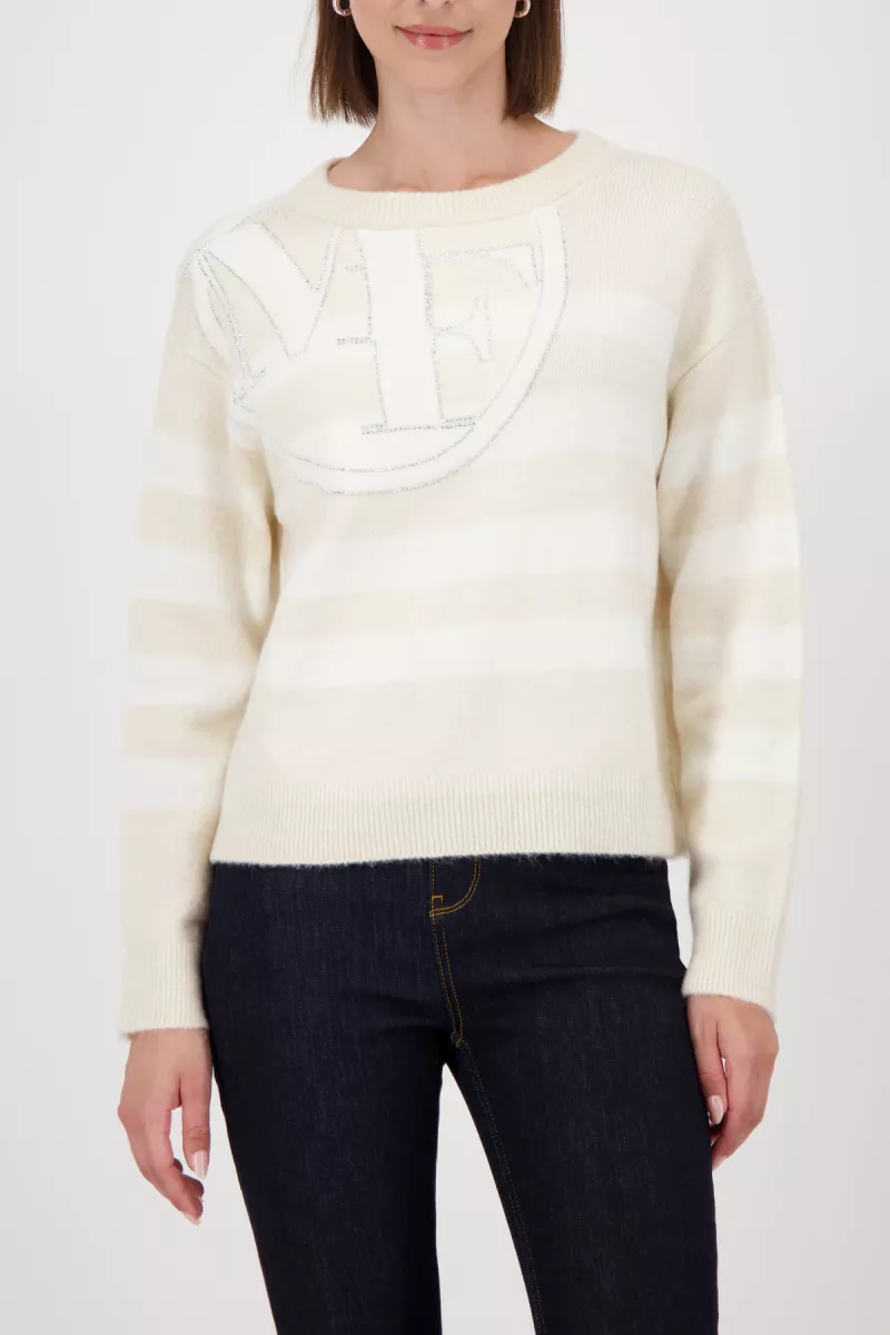Monari-Sweater with striped pattern-809656-134 Almond-BEIGE