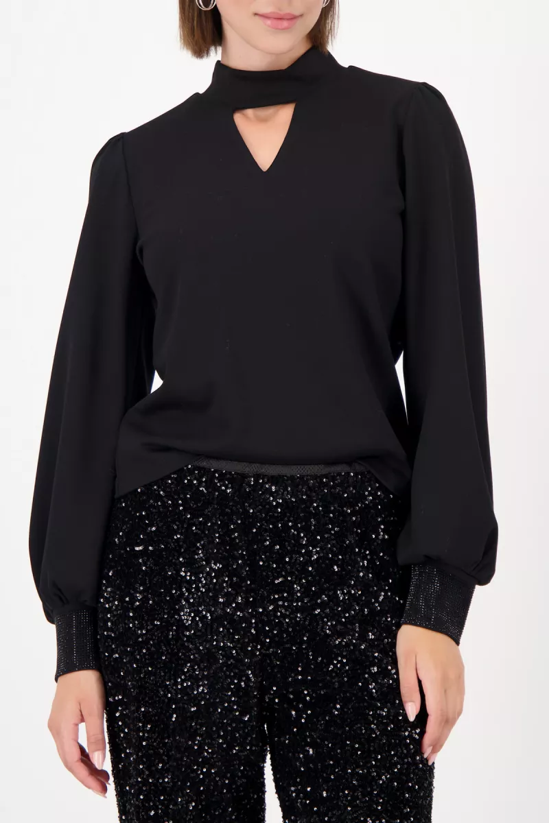 Monari-Sweatshirt with rhinestones-809445-999 Black-ZWART