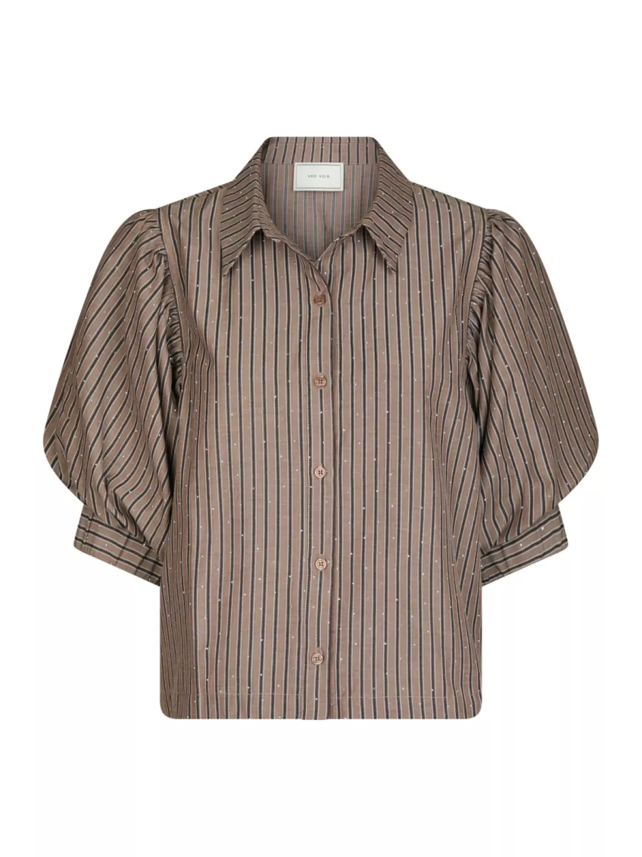Neo Noir-Etta soft stripe stone shirt-166416-210 Brown-BRUIN