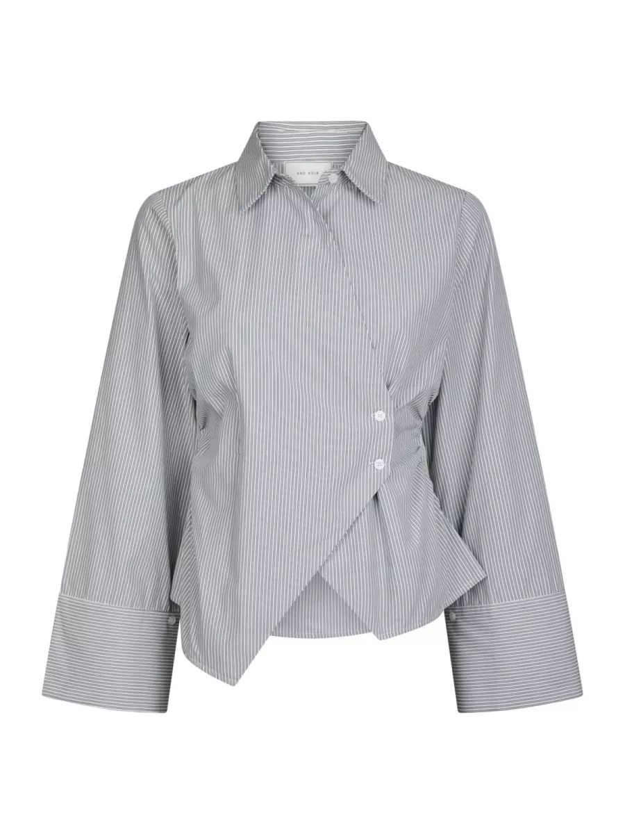 Neo Noir-Fenli Striped Shirt-165677-130 Grey-GRIJS