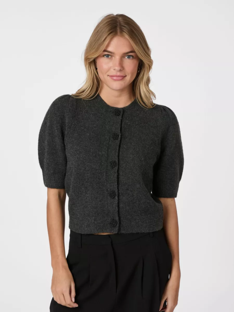 Neo Noir-Trudy deco knit cardigan-164514-136 Antracite melange-ANTRACIET