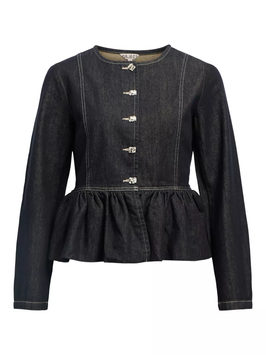OBJECT-OBJANITA L/S RE DENIM BLAZER 142-23047994-Dark Blue Denim-DENIM