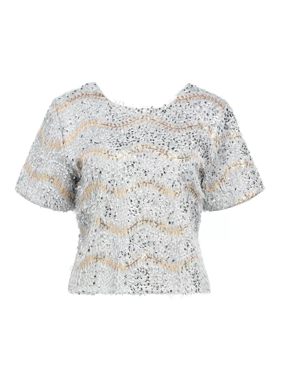 OBJECT-OBJDANA S/S RE TOP 141-23047728-Light Grey Melange-LICHT-/PAREL GRIJS