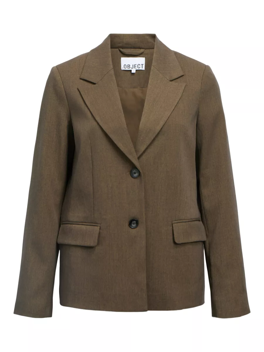 OBJECT-OBJKARA L/S LO BLAZER 142-23048012-Seal brown-BRUIN
