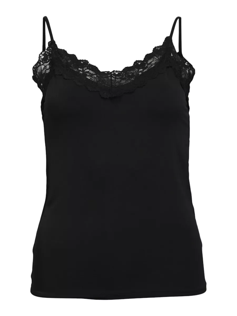 OBJECT-OBJLEENA SUS LACE SINGLET-23046363-Black-BLACK