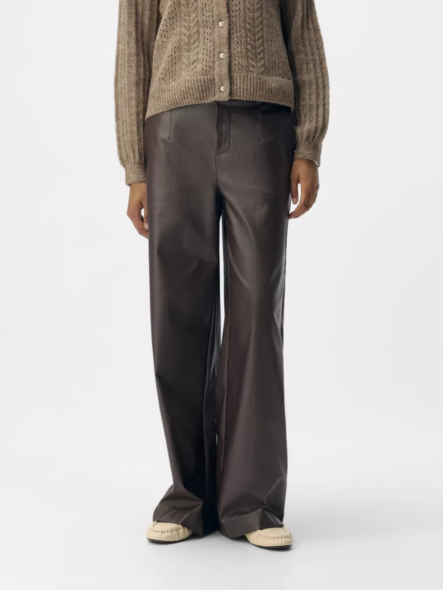 OBJECT-OBJMELBA LISA WIDE COATED PANT NOOS-23045831-Seal Brown-BRUIN