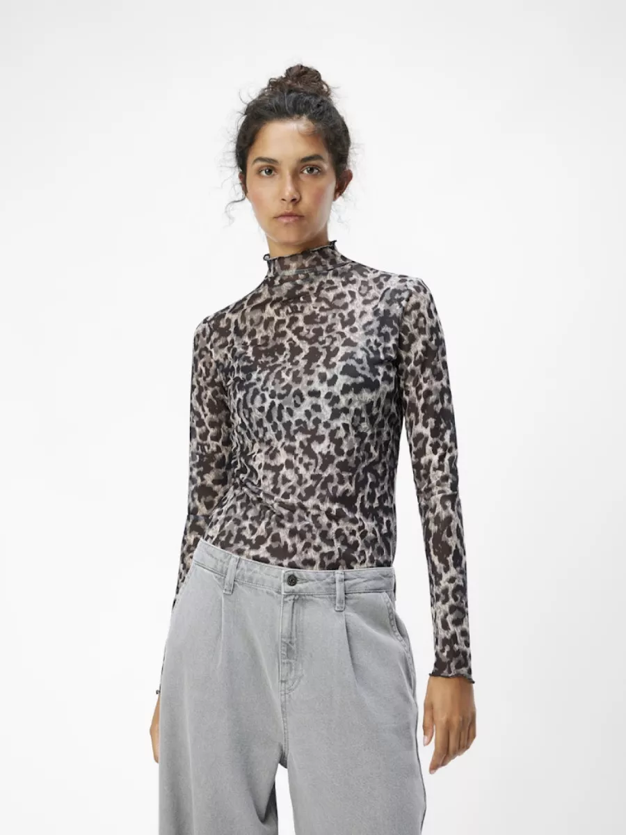 OBJECT-OBJNELA LS O-NECK MESH TOP REP-23046001-Black-BLACK