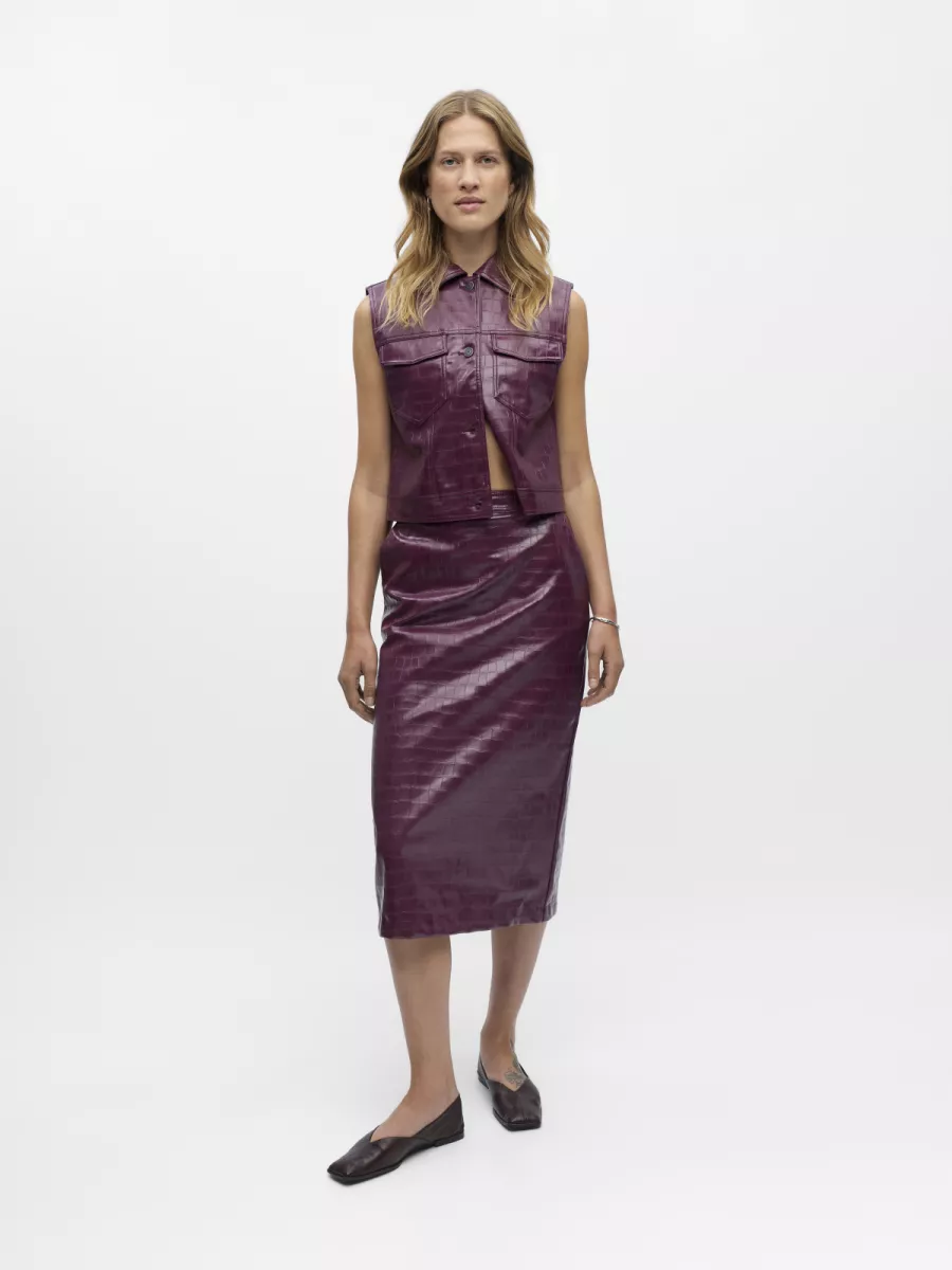OBJECT-OBJSALVA HW PENCIL PU SKIRT-23048859-Mauve Wine-BORDEAUX