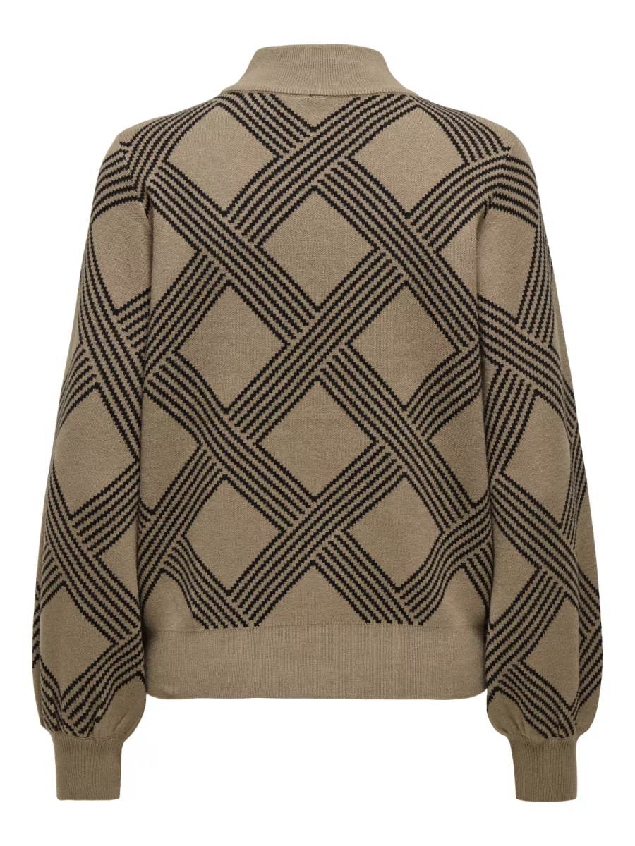 ONLY-ONLANNY LS JQ O-NECK KNT-15327635-Cocoa Creme-CHOCOLADE